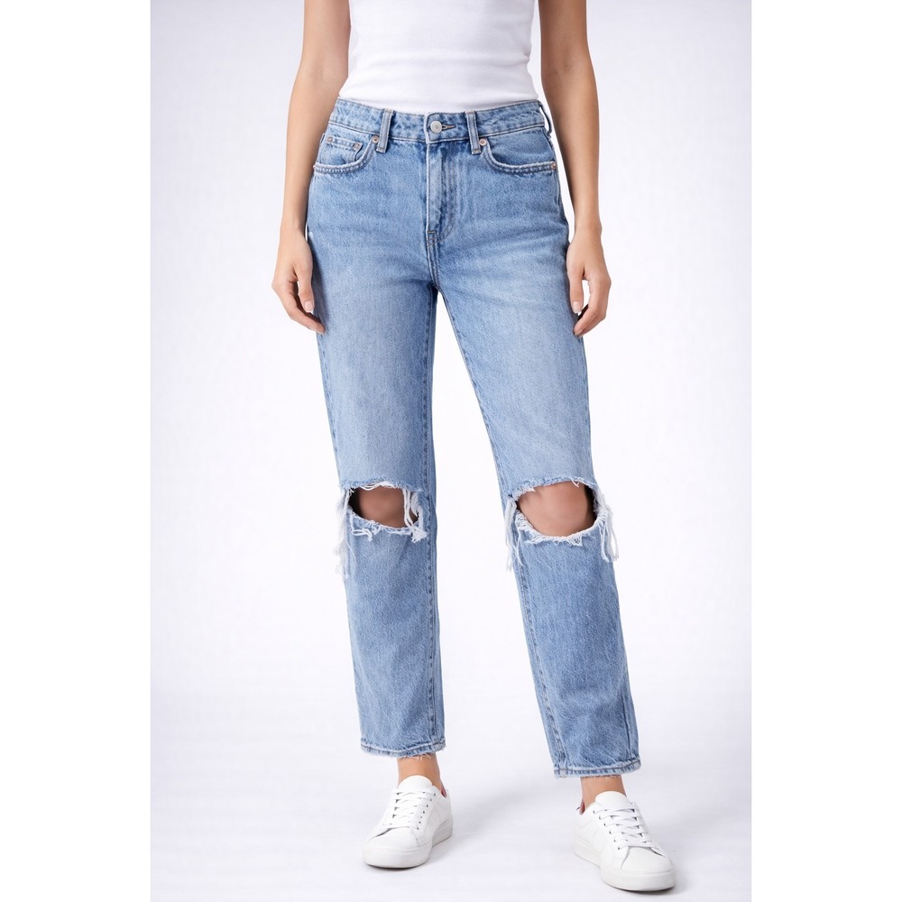 We The Free Distressed Wide Leg Baggy Button Fly Jeans size 30 Womens (31×24)